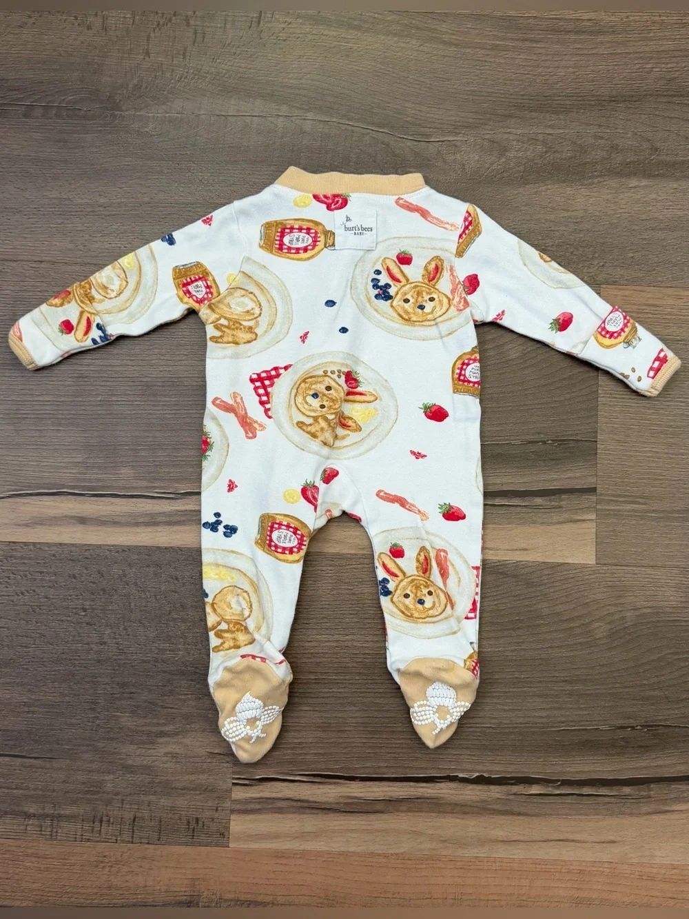 Burt's Bee Baby Pancake Breakfast Zip Front Footie PJs Size Newborn